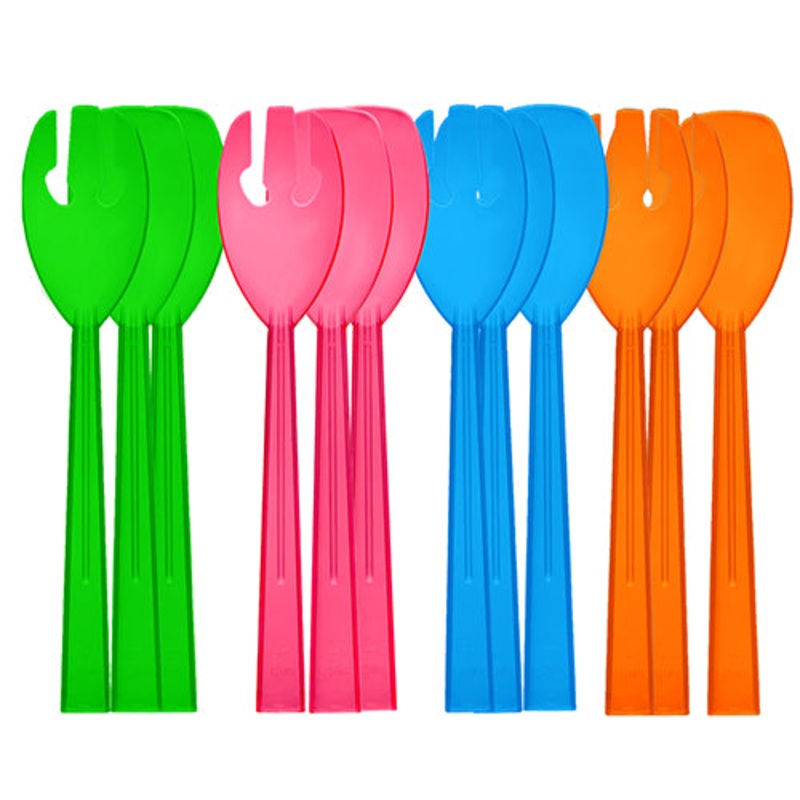 9.5 SERVING FORKS & SPOONS ASSORTED NEON 12 CT.