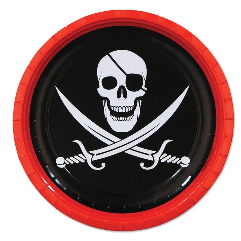 96 Pack Bulk Pirate Party Paper Plates 9 inch