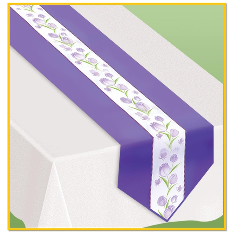6 Pack Bulk Spring Tulips Fabric Party Table Runner